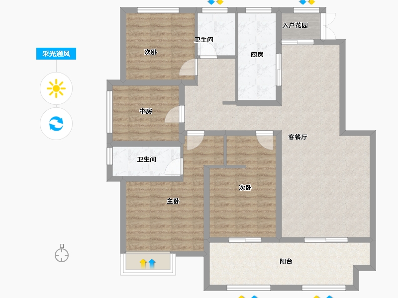 江苏省-淮安市-明发金色水岸-112.00-户型库-采光通风