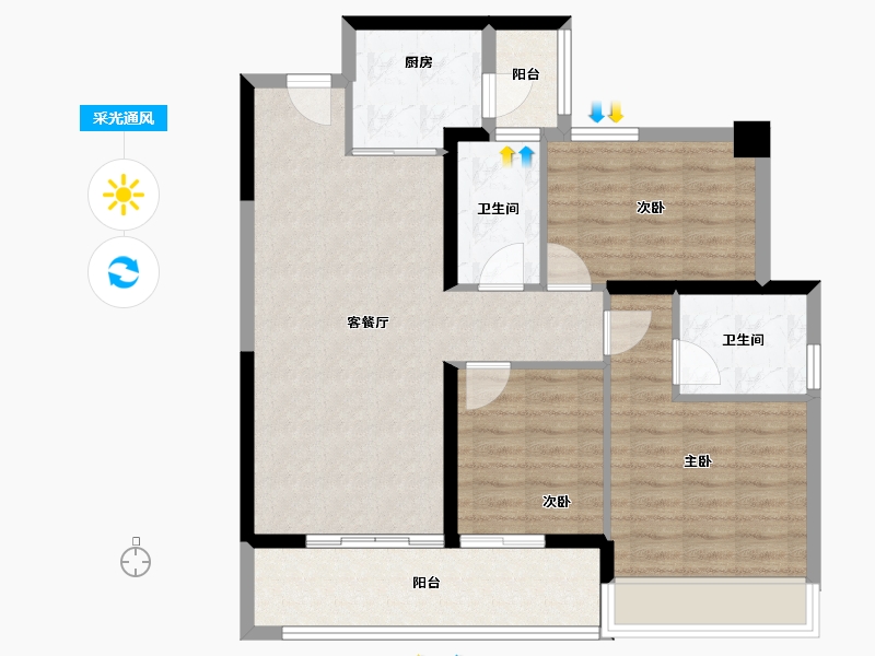 黑龙江省-鹤岗市-前海宸湾-87.21-户型库-采光通风