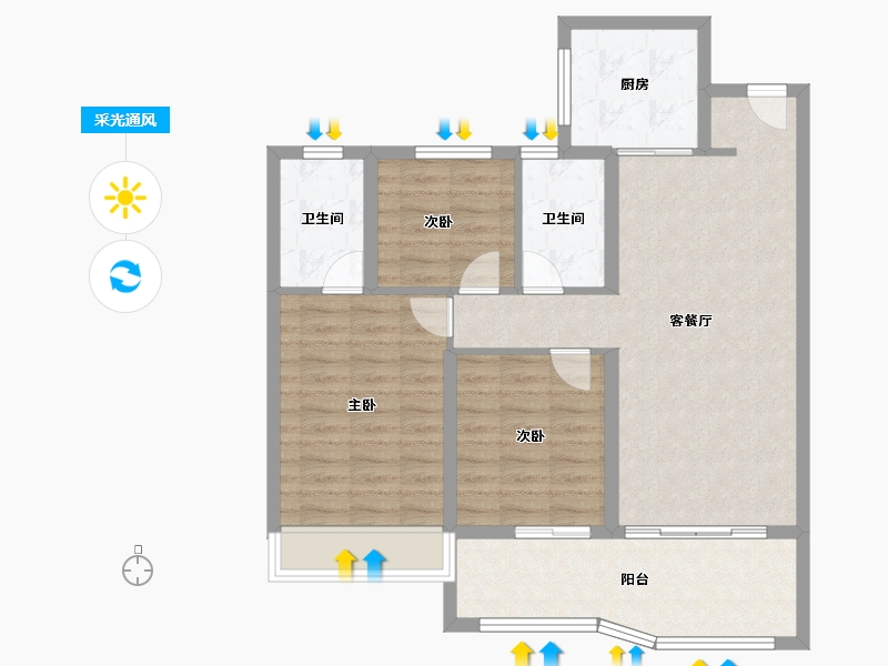 江苏省-南京市-中海·观江樾-88.00-户型库-采光通风