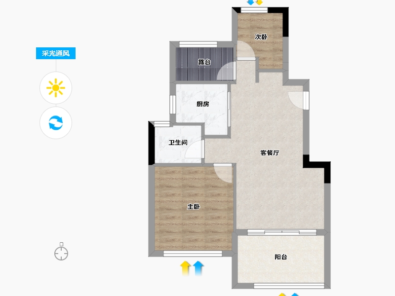 浙江省-宁波市-蒲湖花园-60.00-户型库-采光通风