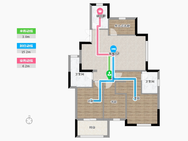 浙江省-宁波市-河姆景苑二期-96.80-户型库-动静线