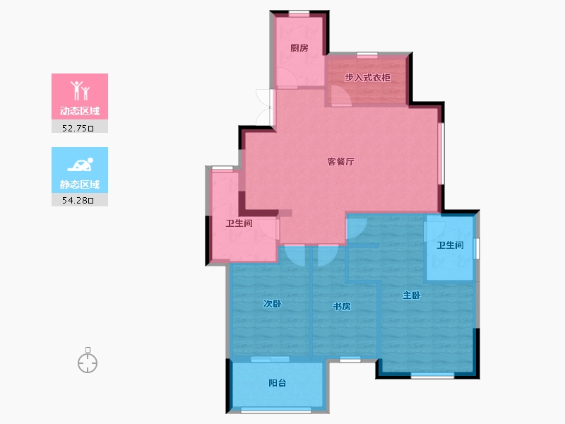 浙江省-宁波市-河姆景苑二期-96.80-户型库-动静分区