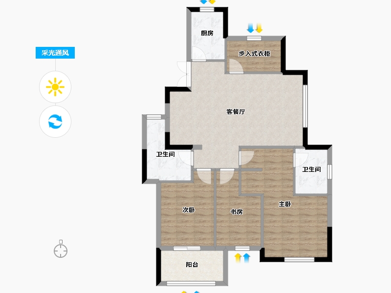 浙江省-宁波市-河姆景苑二期-96.80-户型库-采光通风