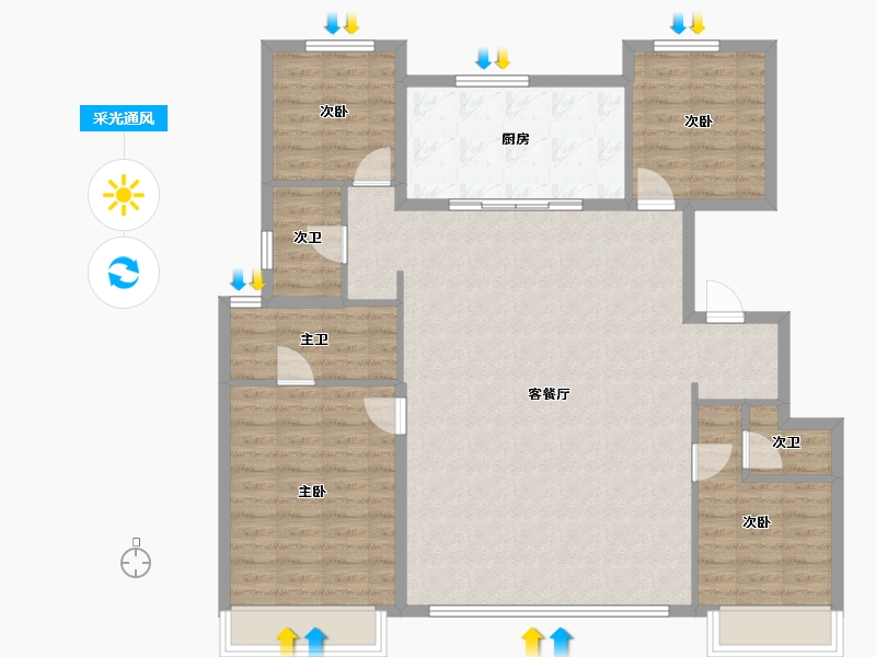 北京-北京市-保利·锦上二期-119.30-户型库-采光通风