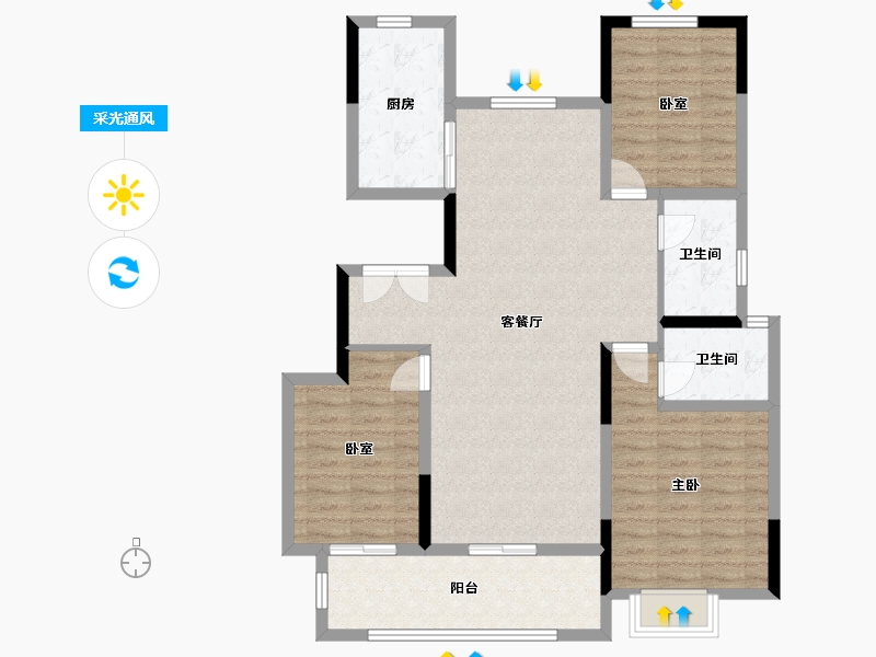 河南省-南阳市-嗨派新城-105.21-户型库-采光通风