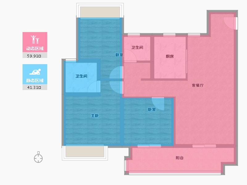 江苏省-淮安市-紫金湖畔-90.00-户型库-动静分区