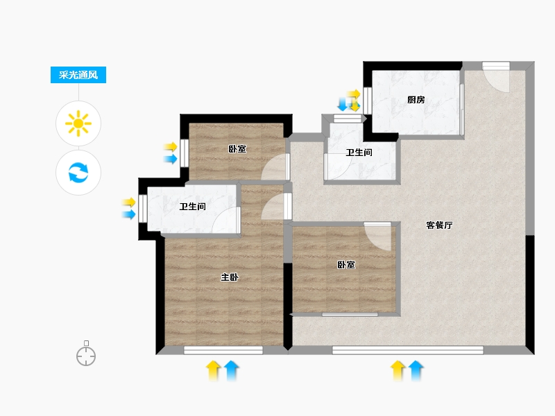 福建省-厦门市-中海环东时代-72.00-户型库-采光通风