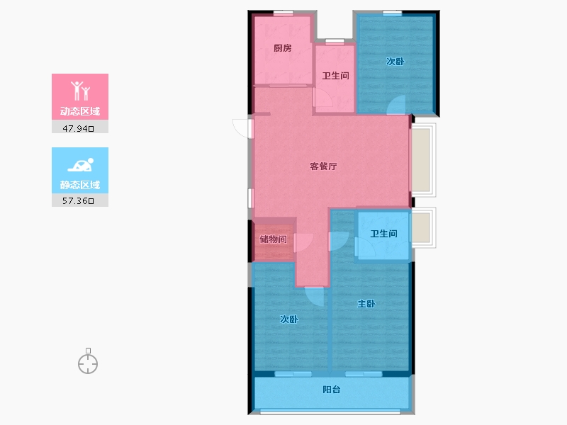 浙江省-宁波市-绿城·通山未来社区-94.94-户型库-动静分区