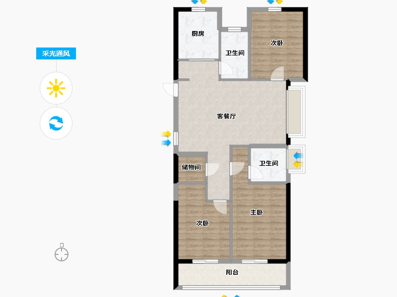 浙江省-宁波市-绿城·通山未来社区-94.94-户型库-采光通风