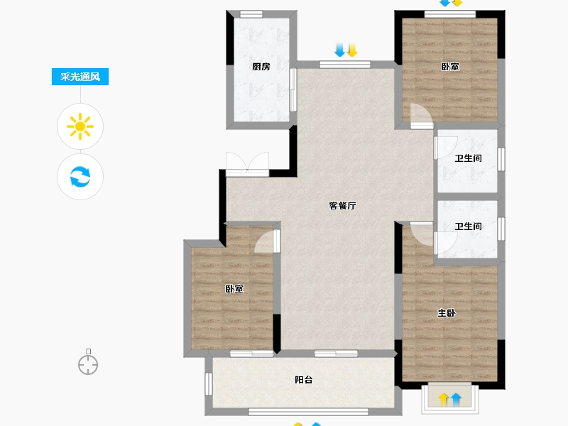 河南省-南阳市-嗨派新城-110.40-户型库-采光通风