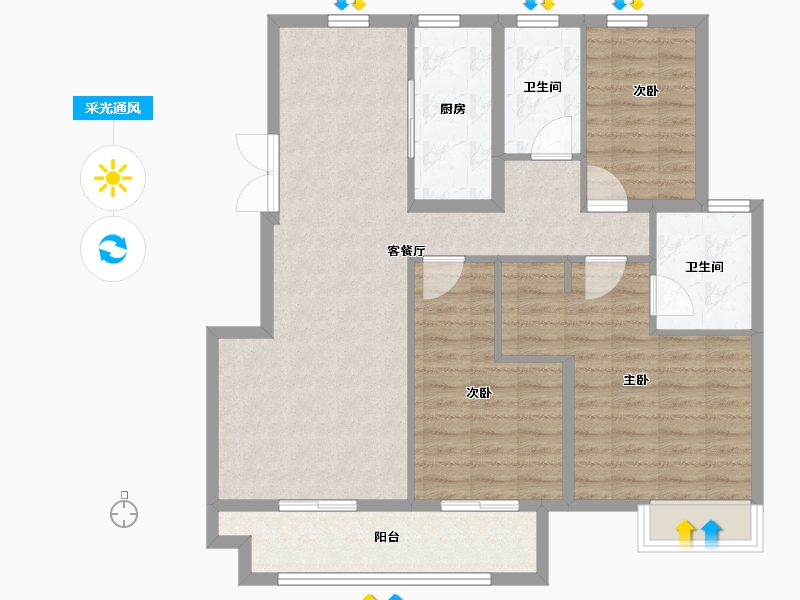 江苏省-淮安市-明发金色水岸-100.00-户型库-采光通风