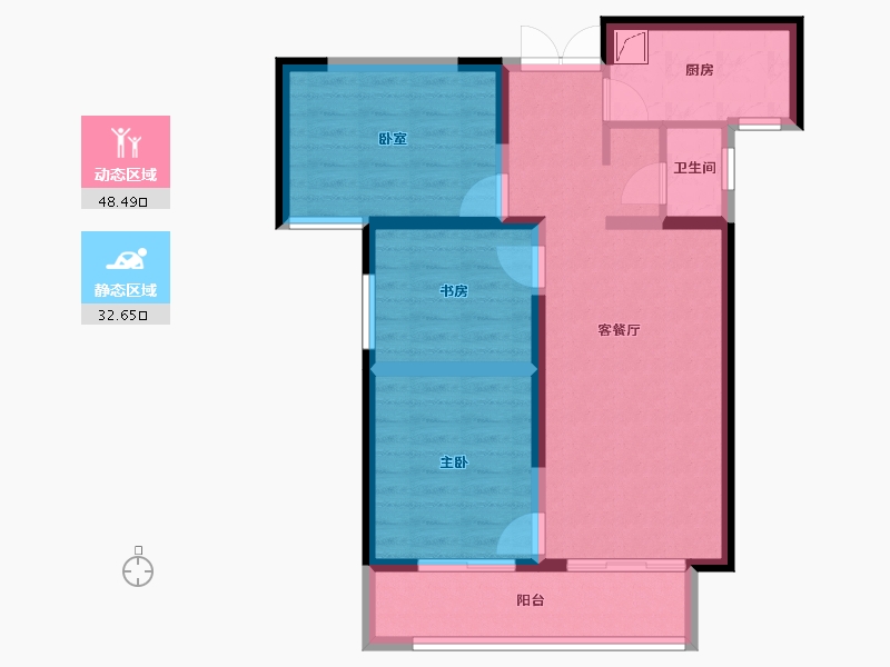 陕西省-咸阳市-鑫苑·又一程臻境-71.60-户型库-动静分区