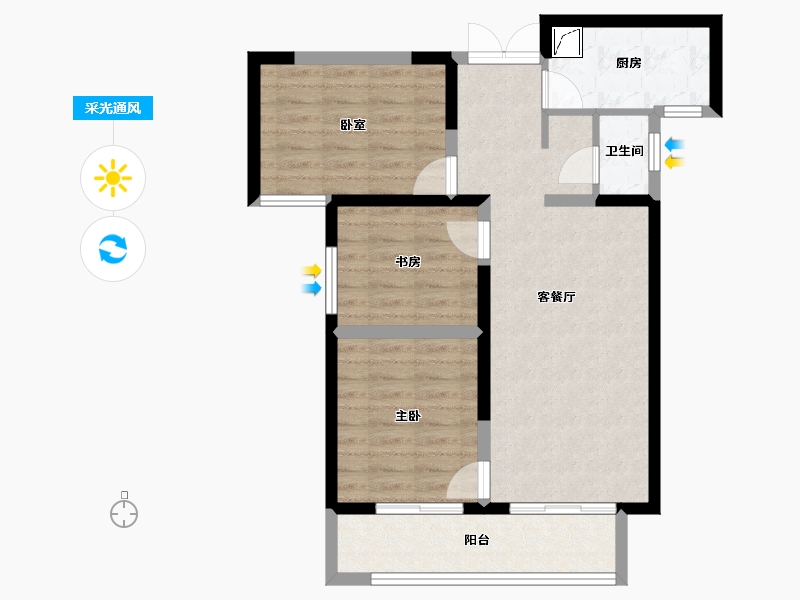 陕西省-咸阳市-鑫苑·又一程臻境-71.60-户型库-采光通风