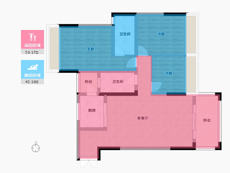 贵州省-遵义市-壹号公馆-99.00-户型库-动静分区