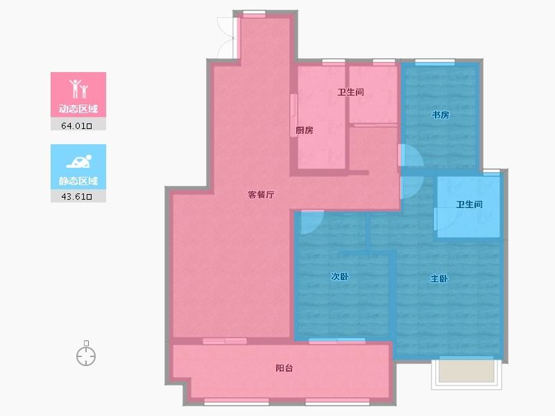 江苏省-淮安市-明发金色水岸-96.00-户型库-动静分区