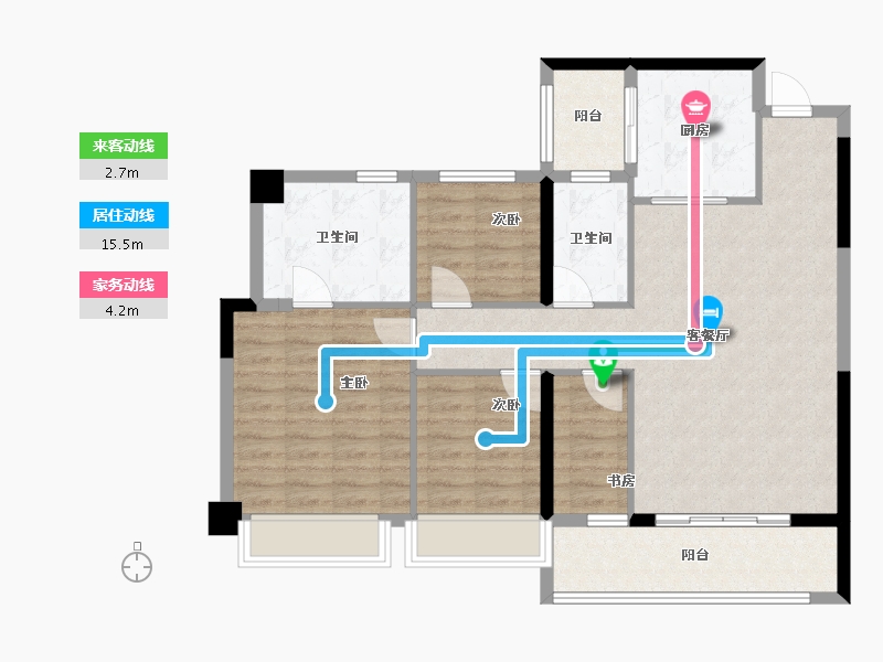 黑龙江省-鹤岗市-前海宸湾-96.80-户型库-动静线