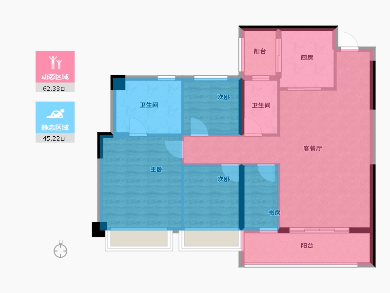 黑龙江省-鹤岗市-前海宸湾-96.80-户型库-动静分区