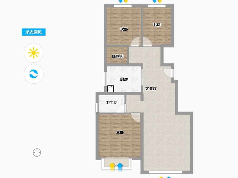 河北省-唐山市-万科公园大道-84.34-户型库-采光通风