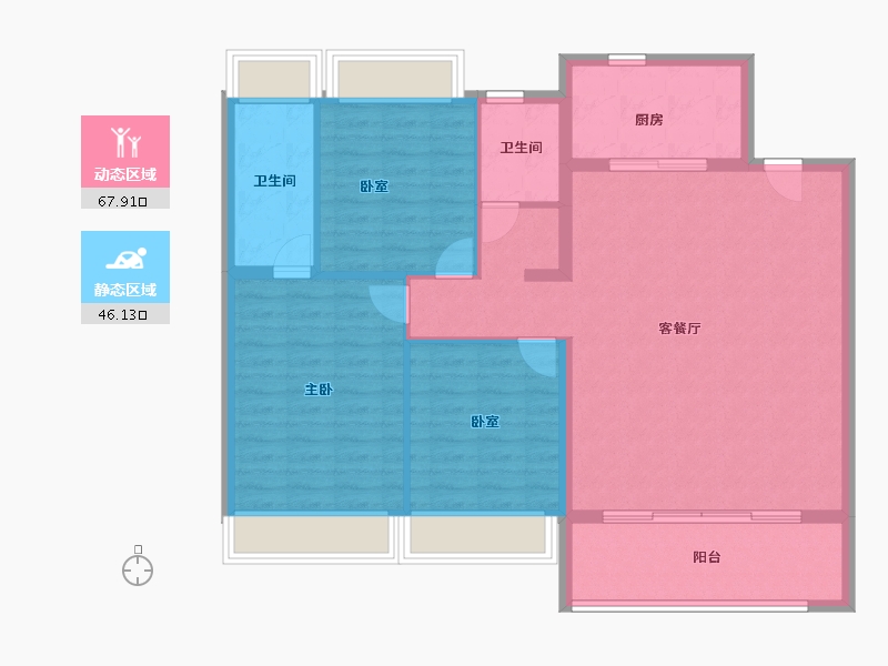 江苏省-苏州市-华侨城龙湖·启元-104.00-户型库-动静分区