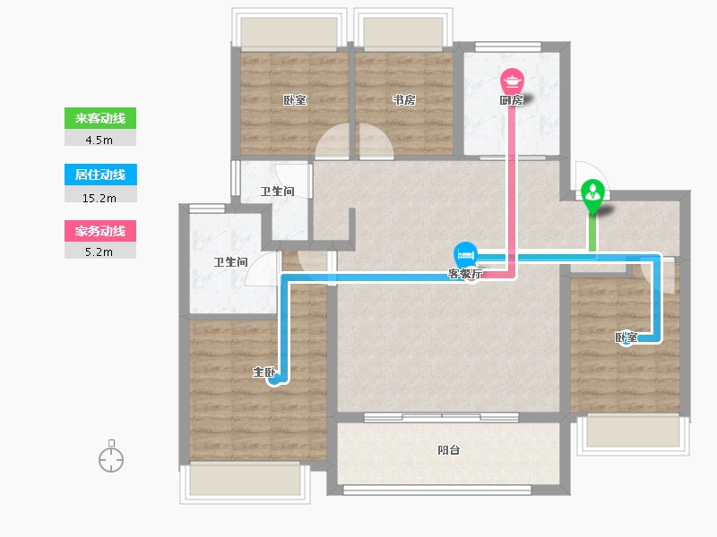 江苏省-苏州市-苏州花语澜苑-102.40-户型库-动静线