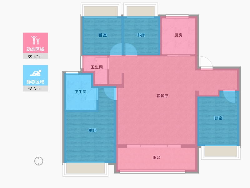 江苏省-苏州市-苏州花语澜苑-102.40-户型库-动静分区