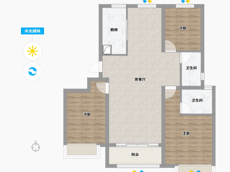 河北省-唐山市-荣望府-87.19-户型库-采光通风