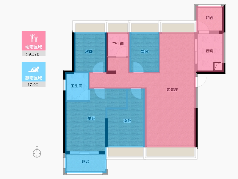 湖南省-岳阳市-天伦湖与树-103.60-户型库-动静分区