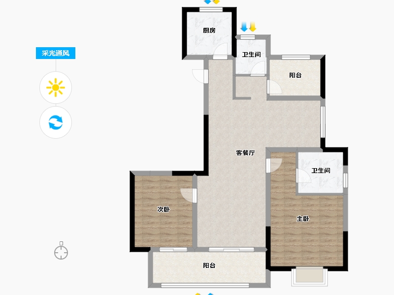 浙江省-宁波市-中交·玉宸园-104.00-户型库-采光通风