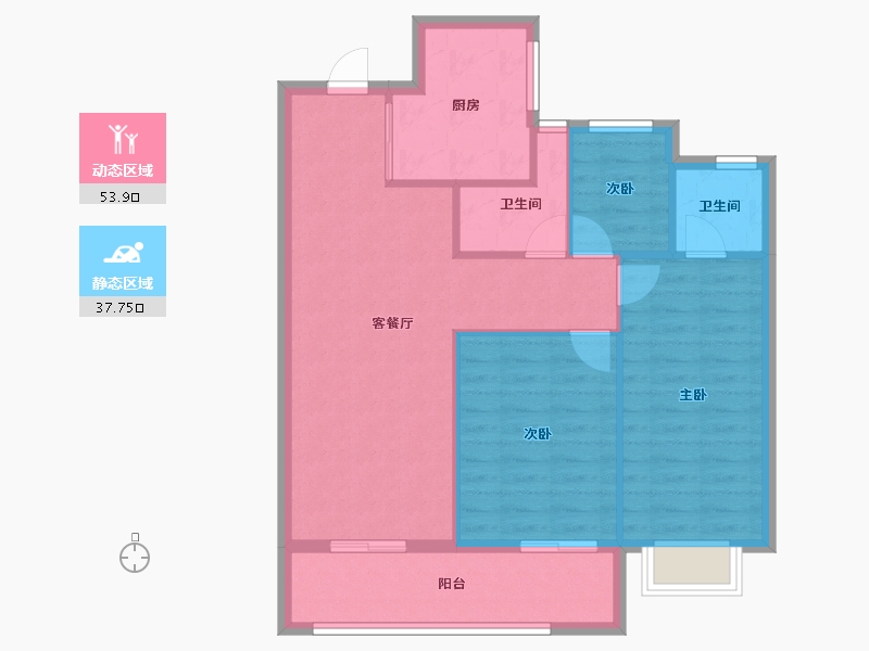 浙江省-宁波市-堇麟上府·云汀-83.20-户型库-动静分区