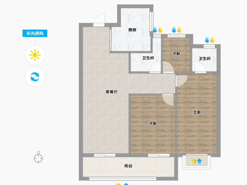 浙江省-宁波市-堇麟上府·云汀-83.20-户型库-采光通风