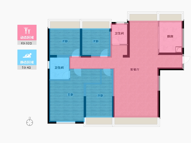 湖南省-岳阳市-天伦湖与树-114.80-户型库-动静分区