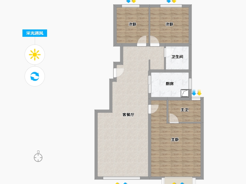 河北省-唐山市-万科公园大道-96.90-户型库-采光通风