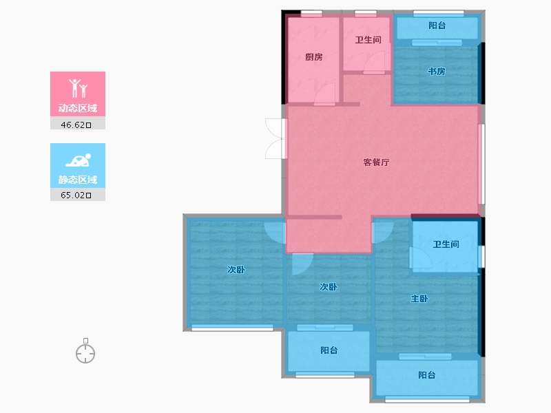 浙江省-宁波市-蒲湖花园-100.81-户型库-动静分区