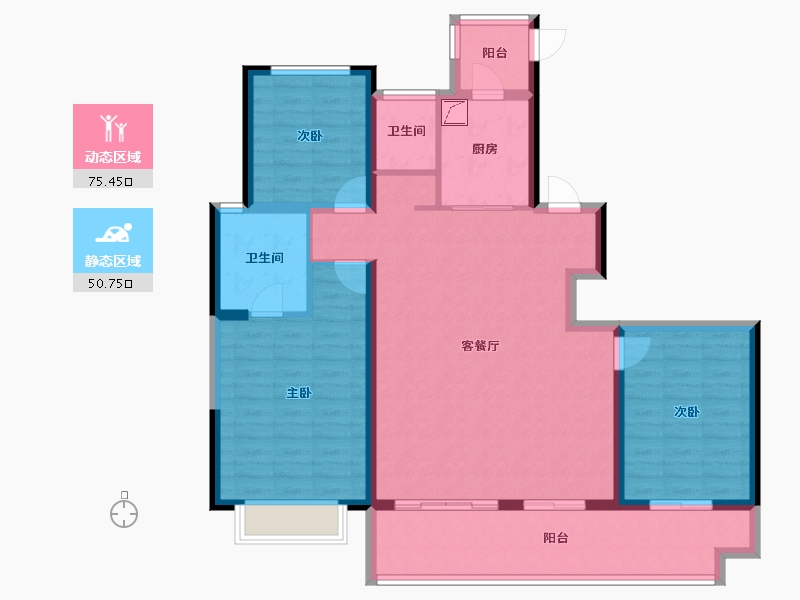 陕西省-咸阳市-陕建·渭水朝阳-113.73-户型库-动静分区