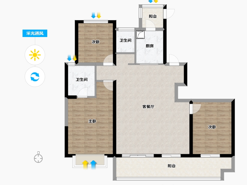 陕西省-咸阳市-陕建·渭水朝阳-113.73-户型库-采光通风