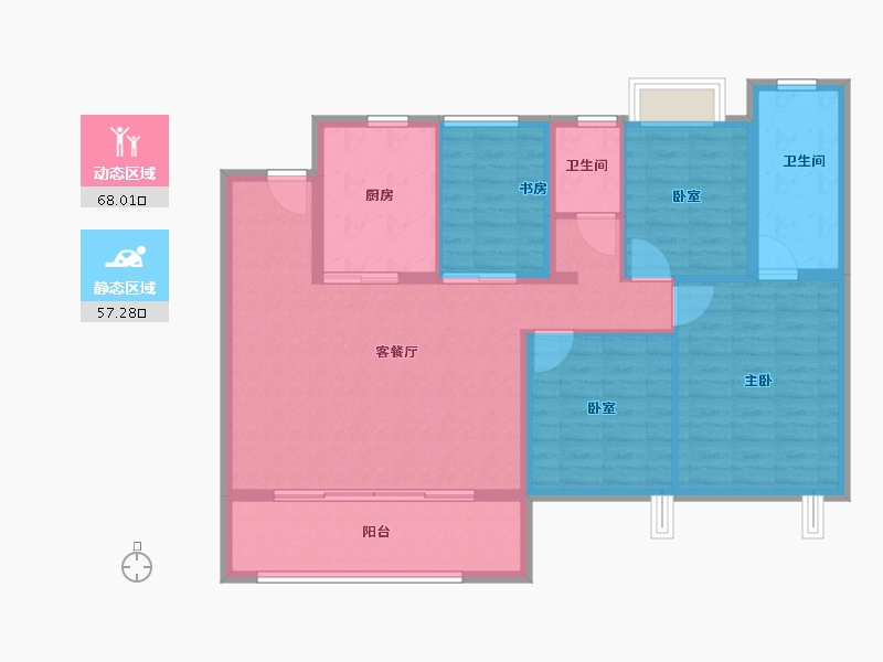 江苏省-苏州市-华侨城龙湖·启元-113.60-户型库-动静分区