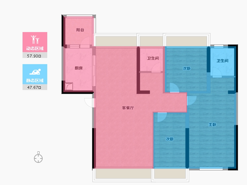 湖南省-岳阳市-天伦湖与树-94.40-户型库-动静分区