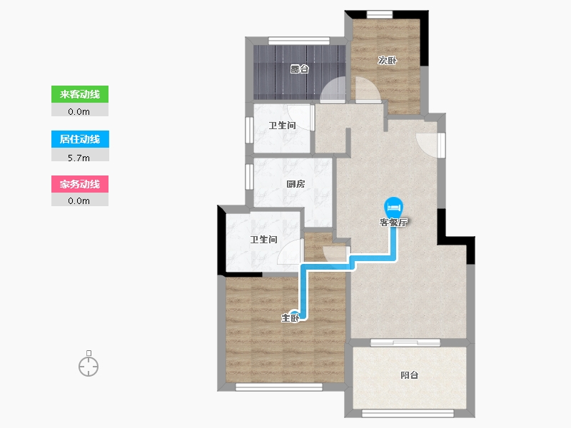 浙江省-宁波市-蒲湖花园-66.40-户型库-动静线