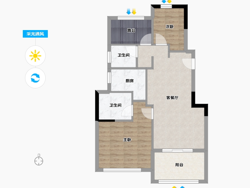 浙江省-宁波市-蒲湖花园-66.40-户型库-采光通风