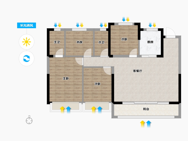 浙江省-嘉兴市-合景·臻颐府-108.00-户型库-采光通风