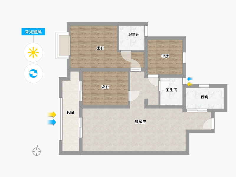 安徽省-蚌埠市-吾悦和府-97.00-户型库-采光通风