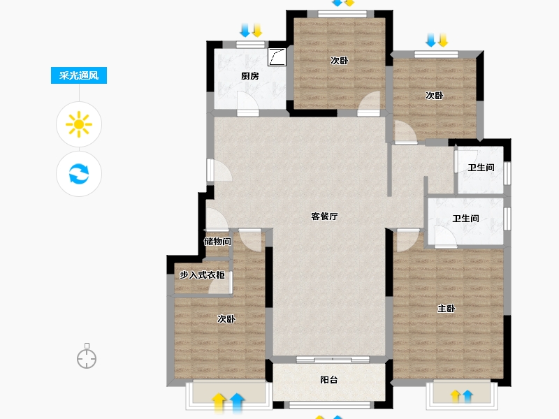 江苏省-苏州市-伴湖雅苑-119.00-户型库-采光通风