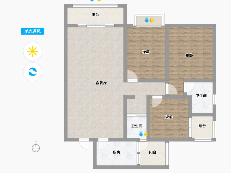 陕西省-汉中市-胜利新村-125.00-户型库-采光通风