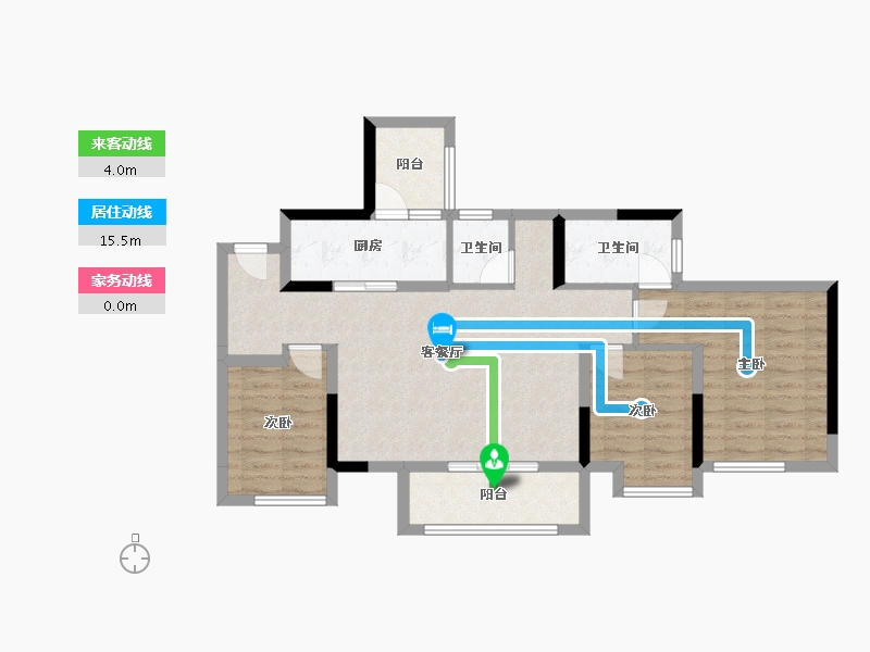 重庆-重庆市-东原江湾印月-78.00-户型库-动静线