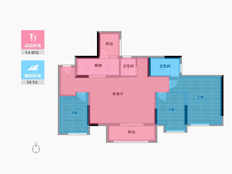 重庆-重庆市-东原江湾印月-78.00-户型库-动静分区