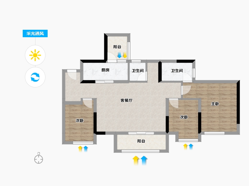 重庆-重庆市-东原江湾印月-78.00-户型库-采光通风