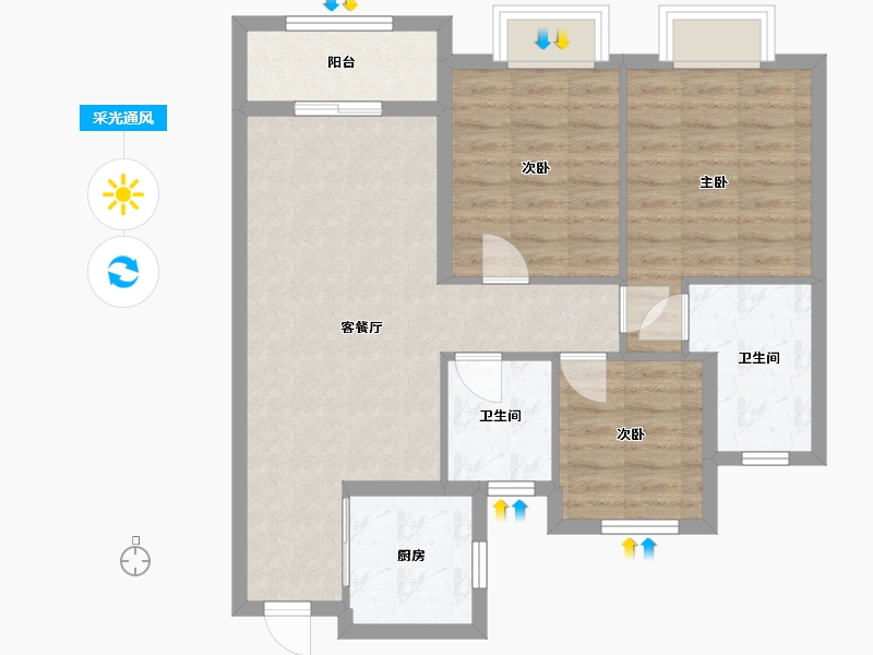 浙江省-金华市-万家风华-88.00-户型库-采光通风