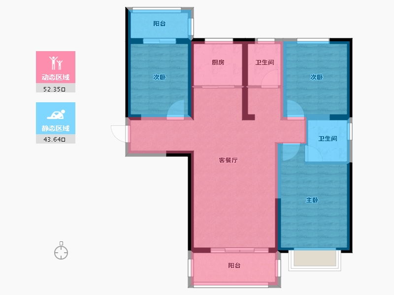 陕西省-宝鸡市-金色米兰-115.00-户型库-动静分区