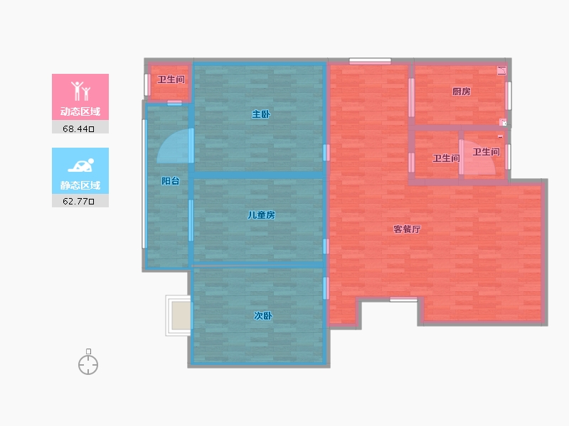 陕西省-咸阳市-陕西中医药大学南校区-中医学院家属院-117.90-户型库-动静分区