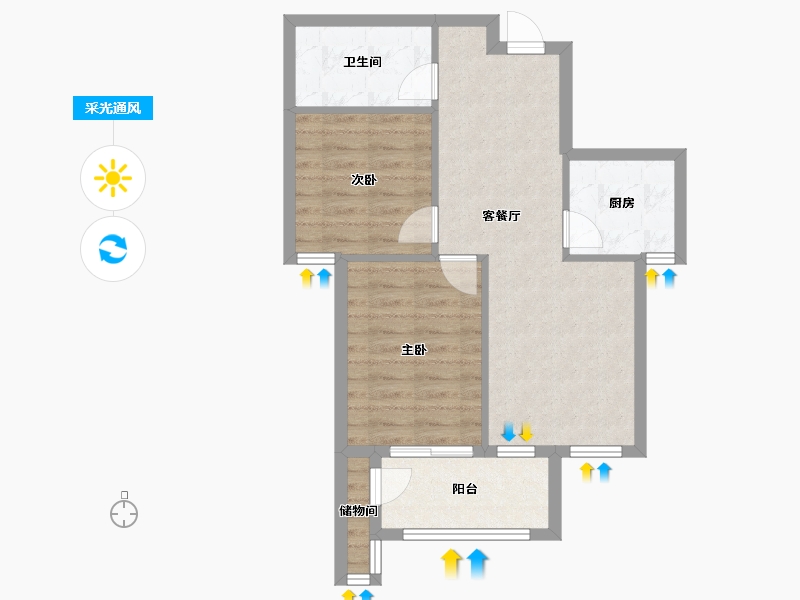 山东省-潍坊市-盛世香榭里-60.00-户型库-采光通风